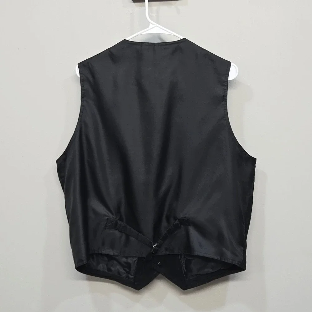 Vintage Y2K Wilsons Black Leather Vest XL Suede Button Front Biker Motorcycle